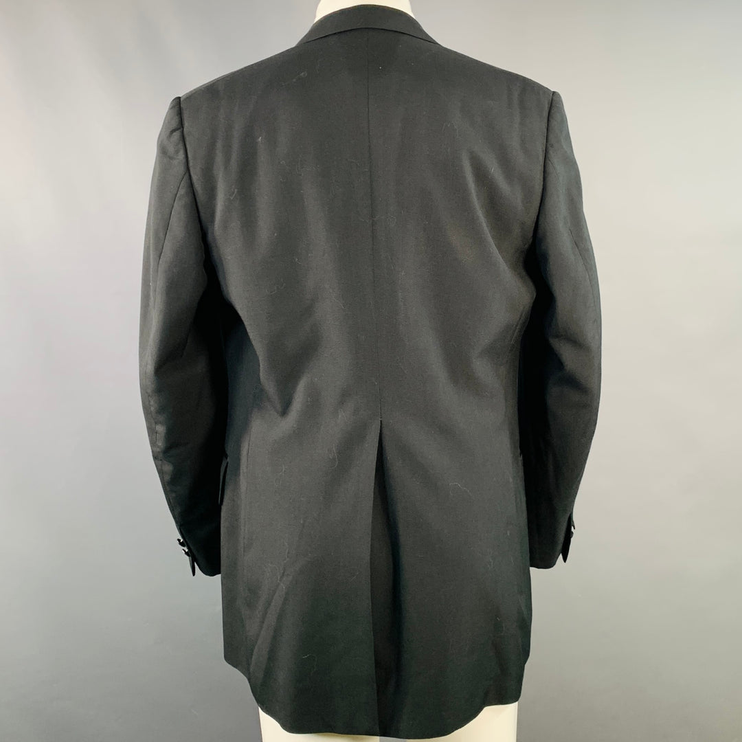 SAKS FIFTH AVENUE Size 40 Long Black Wool Peak Lapel Tuxedo