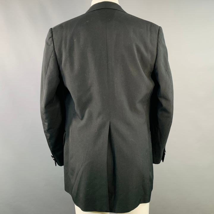 SAKS FIFTH AVENUE Size 40 Long Black Wool Peak Lapel Tuxedo