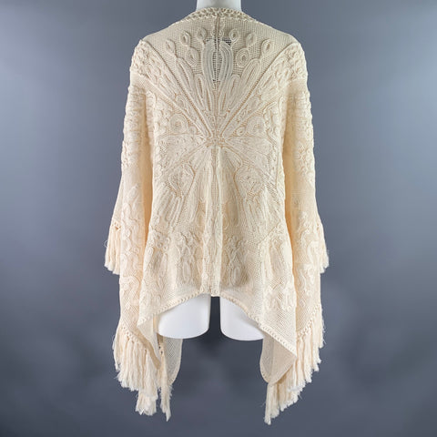 EMILIO PUCCI Size M Cream Silk Cotton Poncho Pullover