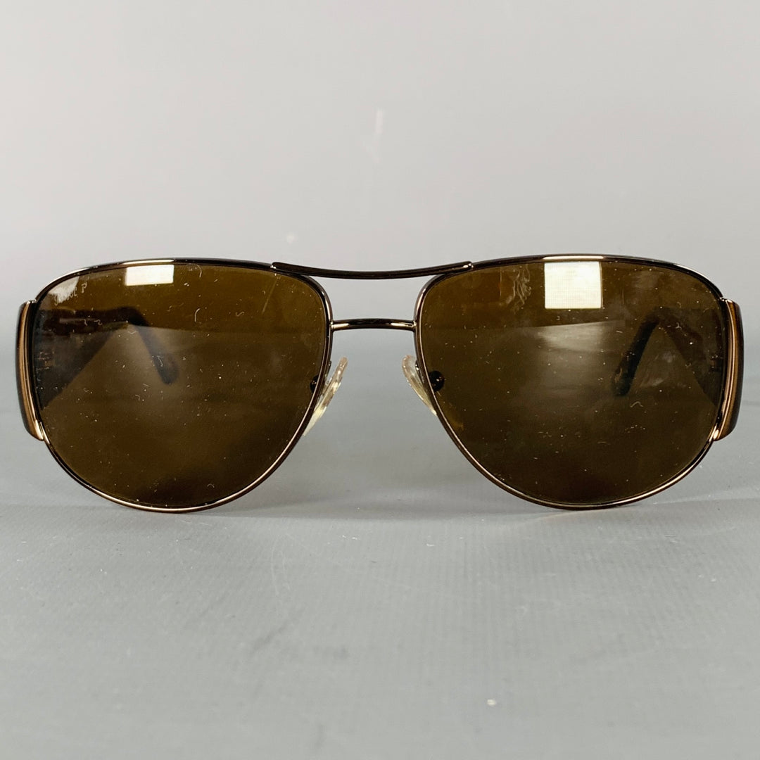 PERSOL Brown Tortoiseshell Acetate Metal Polarized Aviator Sunglasses