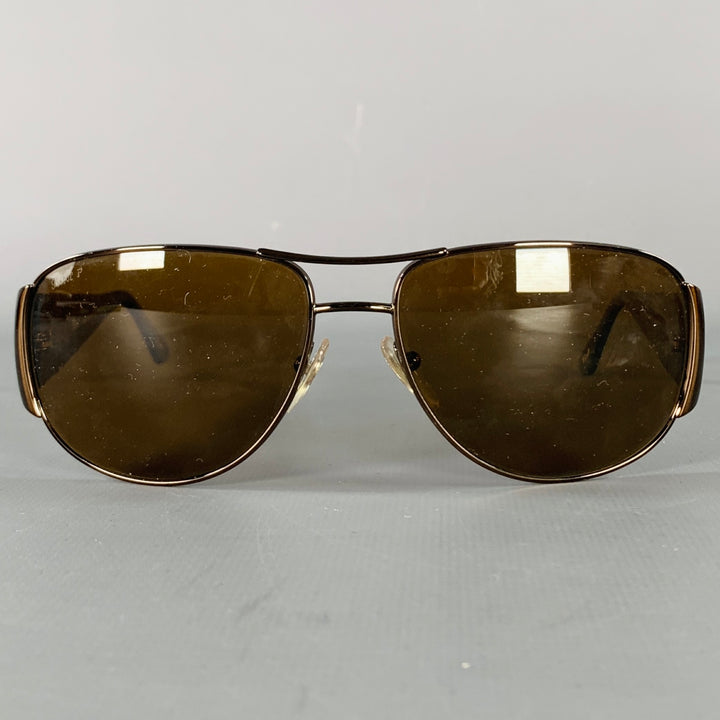 PERSOL Brown Tortoiseshell Acetate Metal Polarized Aviator Sunglasses