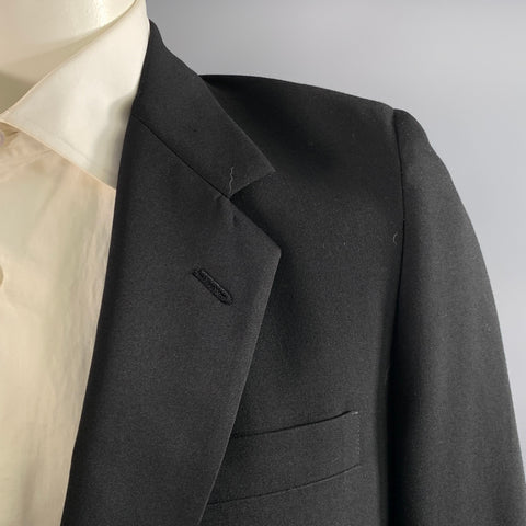 YVES SAINT LAURENT Chest Size 42 Black Solid Notch Lapel 36 31 Tuxedo