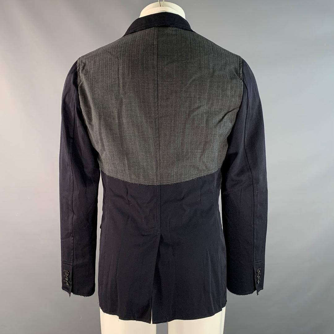 COMME des GARCONS HOMME PLUS Chest Size M Navy Grey Mixed Fabrics Sport Coat
