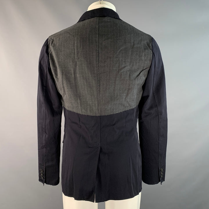 COMME des GARCONS HOMME PLUS Chest Size M Navy Grey Mixed Fabrics Sport Coat