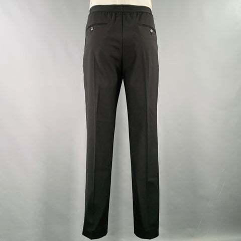 HELMUT LANG Size L Black Silver Stripe Wool Blend Casual Pants