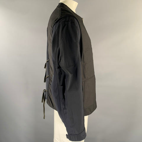 MEANSWHILE Size L Navy Black Polyester Cotton Nylon Reversible Jacket