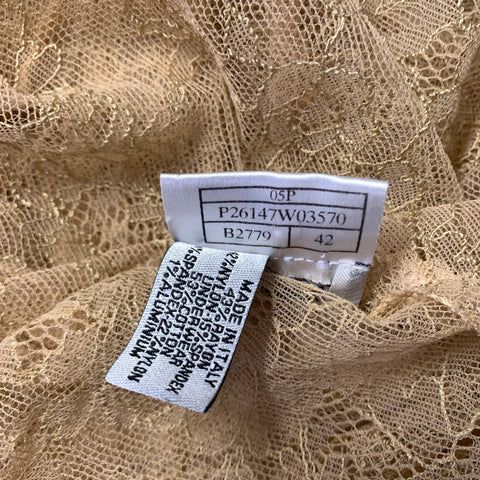 CHANEL Size 6 Beige Tan Rayon Blend Lace See Through Casual Top