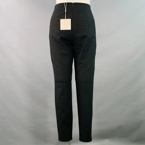 TIBI Size 10 Black Polyester Blend Fitted Back Zipper Casual Pants