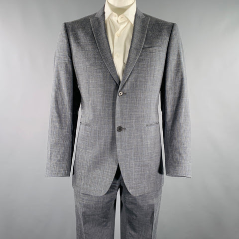 JOHN VARVATOS Size 42 Grey Blue Wool Linen Single Breasted Suit