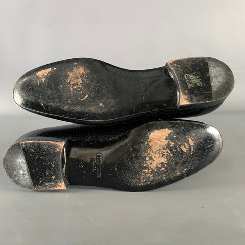 GIORGIO ARMANI Size 11 Black Textured Leather Slip On Loafers