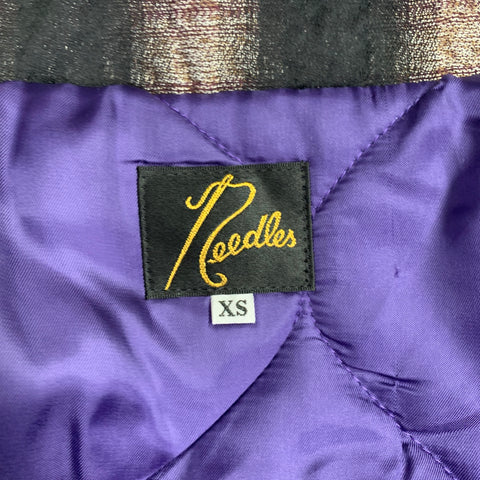 NEEDLES Size XS Black Burgundy White Plaid Snaps Jacket