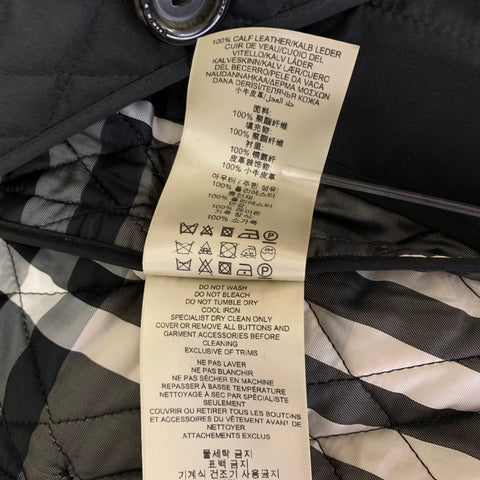 BURBERRY Size 2 Black Polyester Quilted Jacket.