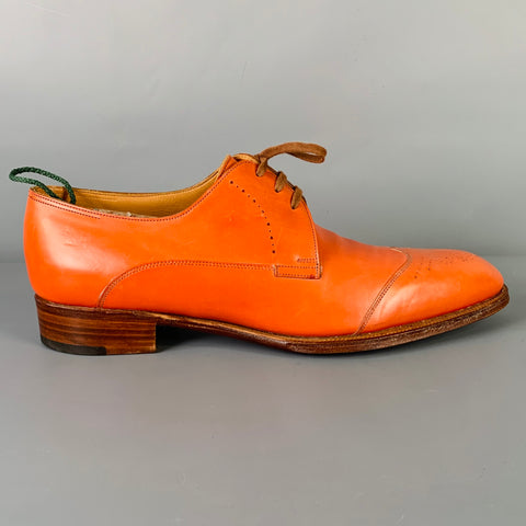 Chaussures à lacets perforées en cuir orange JOHN LOBB, taille 8,5