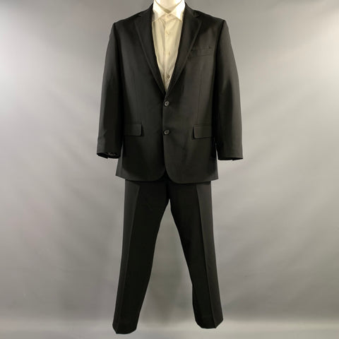 BROOKS BROTHERS Chest Size 42 Regular Black Wool Notch Lapel 36 30 Suit