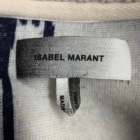 ISABEL MARANT Size L Off White Multi-Color Ikat Fleece Half Zip Sweater