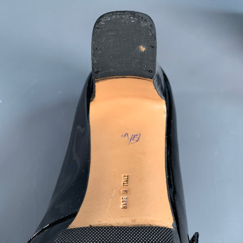 SALVATORE FERRAGAMO Size 9 Black Patent Leather Chunky heel Pumps