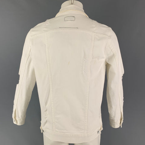 CURRENT / ELLIOTT Taille M Veste camionneur en coton vieilli blanc