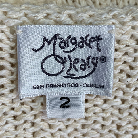 MARGARET OLEARY Size 2 Beige Cotton Silk Textured Knit Tied Front Cardigan