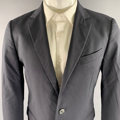 LANVIN Size 38 Navy Wool Notch Lapel Sport Coat