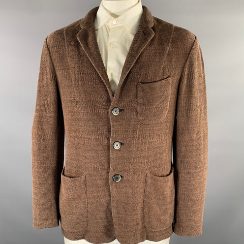 Veste de sport BARENA taille 42 en tricot de coton mélangé marron avec revers crantés