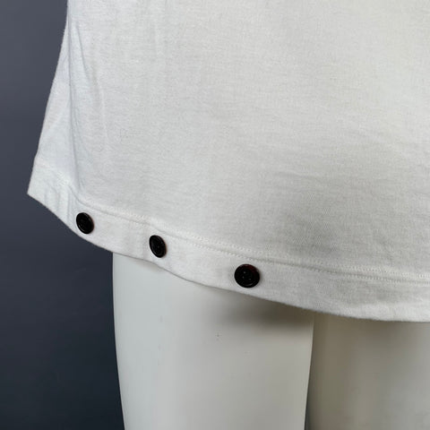 Y's by YOHJI YAMAMOTO Size M White Black Cotton Buttons Sleeveless Crew Neck T-shirt