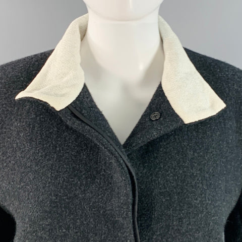 THE ROW Taille 4 Veste Aimon en laine anthracite avec col Nehru et boutons cachés