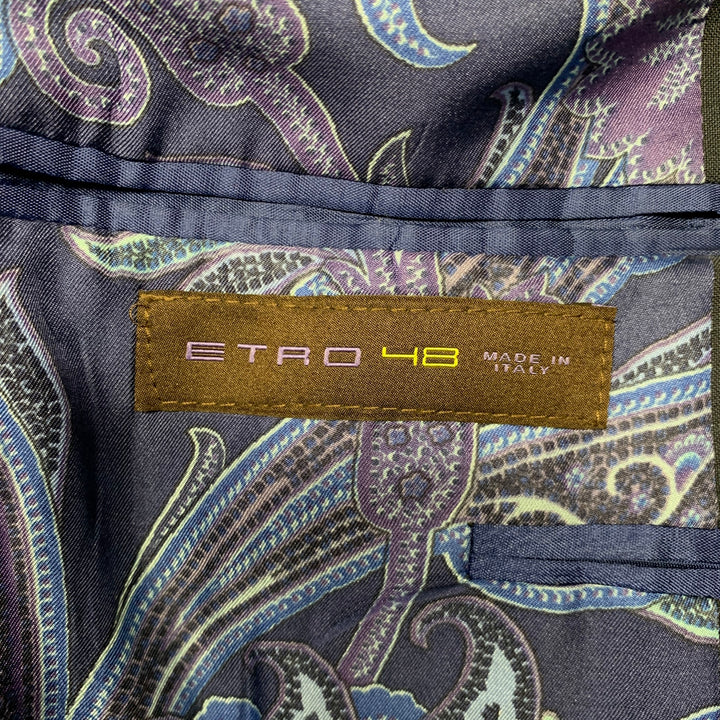 ETRO Size 38 Navy Purple Pinstripe Wool Notch Lapel Suit