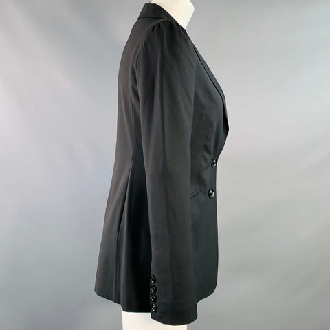 BURBERRY LONDON Size 4 Black Virgin Wool Blend Slim Fit Jacket Blazer