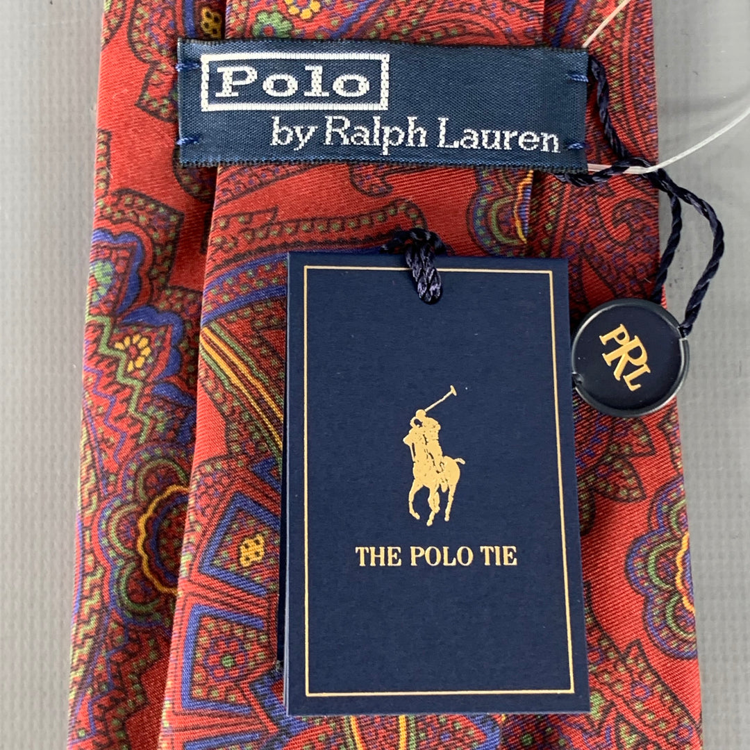 POLO by RALPH LAUREN Burgundy Multi Color Paisley Silk Twill Tie