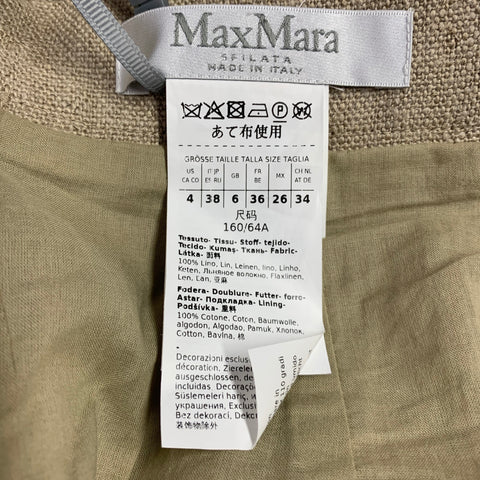 MAX MARA Size 4 -Gabbia- Beige Linen Raw Edge Maxi Skirt