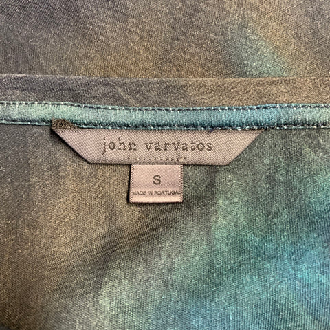 JOHN VARVATOS Size S Blue Black Watercolor Cotton Crew-Neck T-shirt