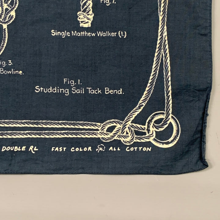 RRL by RALPH LAUREN Navy White Nautical Knots Cotton Bandana Square Scarf