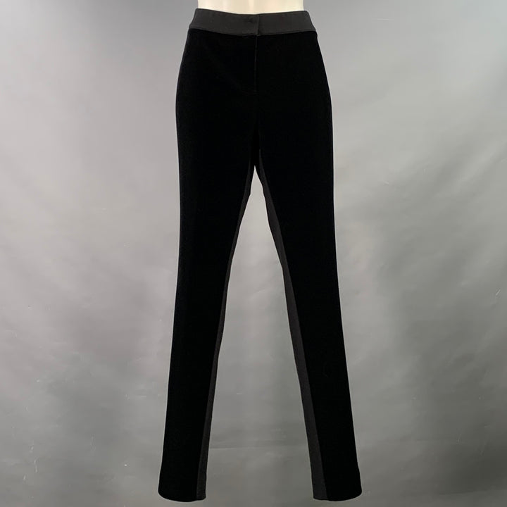 AKRIS Size 8 Black Polyester Blend Velvet Narrow Leg Casual Pants
