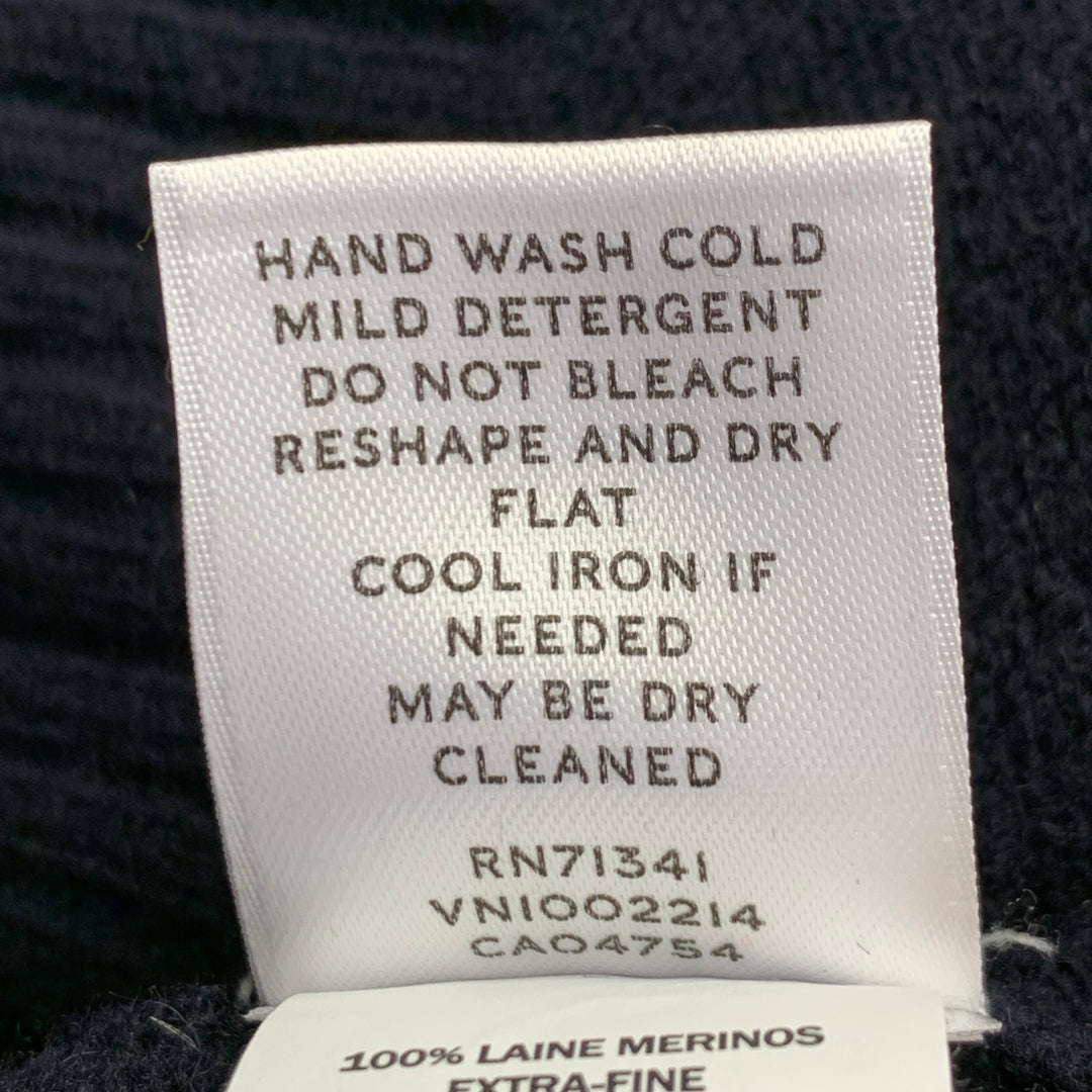 TODD SNYDER Size L Navy Brown Embroidery Merino Wool Boot Sweater