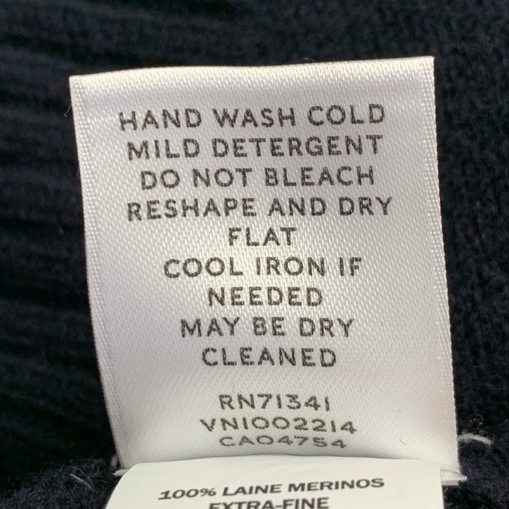 TODD SNYDER Size L Navy Brown Embroidery Merino Wool Boot Sweater