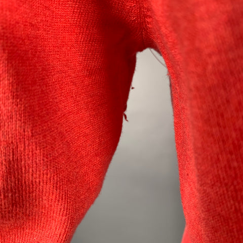 MASSIMO DUTTI Size L Red Cotton Silk Cashmere V-Neck Pullover