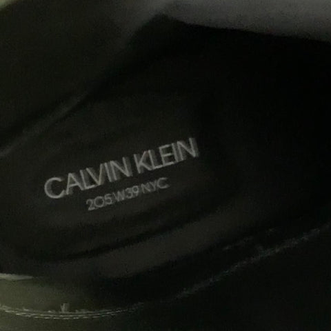 CALVIN KLEIN Size 12.5 Green Black Paint Splatter Leather Knee Length Boots