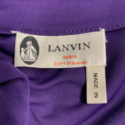 LANVIN Size 4 Purple Viscose Blend Long Sleeve Cocktail Dress