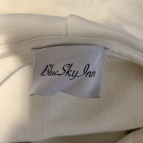 BLUE SKY INN Size L White Blue & Pink Graphic Cotton Hoodie Sweatshirt