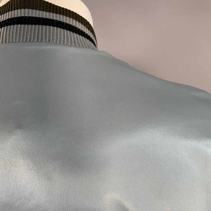 MAISON MARGIELA Size S Blue Grey Contrast Trim Satin Bomber Jacket