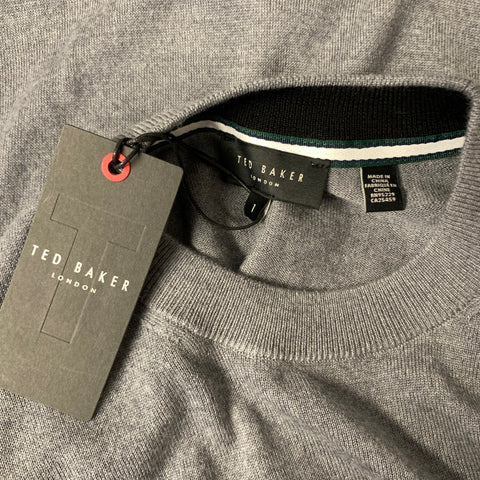 TED BAKER Size S Grey Knit Wool Pull On Pullover