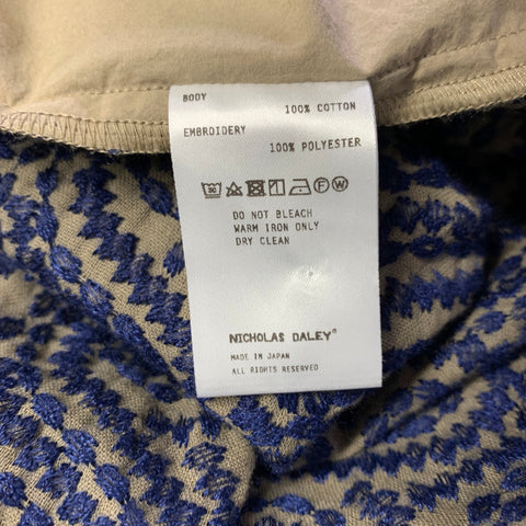 NICHOLAS DALEY Size S Khaki Navy Embroidery Cotton Polyester Long Sleeve Shirt