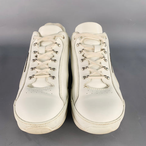 SAINT LAURENT Size 9 White Leather Lace-Up Low Top Sneakers