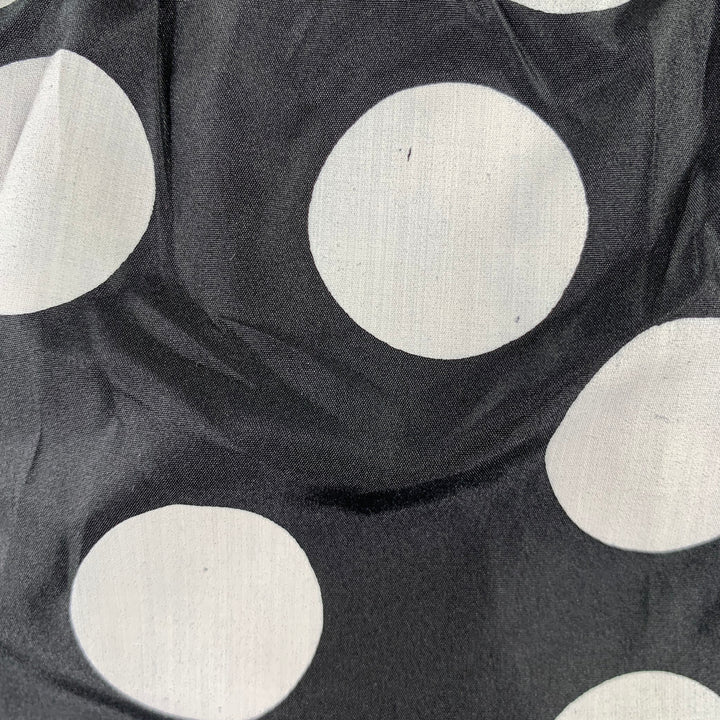 AKRIS Size 12 Black White Silk Polka Dot Wrap Skirt