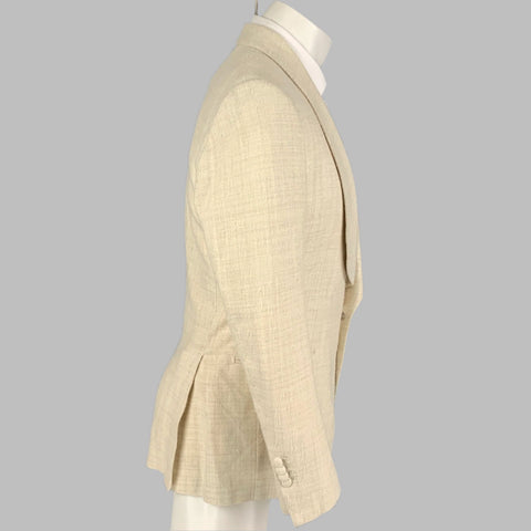 SUIT SUPPLY Chest Size 40 Beige Textured Silk Blend Shawl Collar Sport Coat