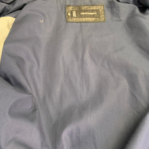 Blouson DSQUARED2 en cuir d'agneau noir avec bordures en maille et double fermeture éclair, taille 38