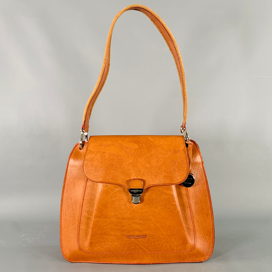DOONEY & BOURKE Brown Leather Shoulder Bag Push Lock Handbag