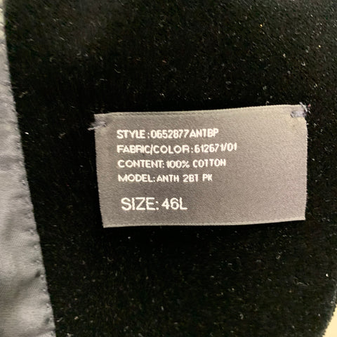 RALPH LAUREN Size 46 Long Black Velvet Cotton Single Breasted Sport Coat