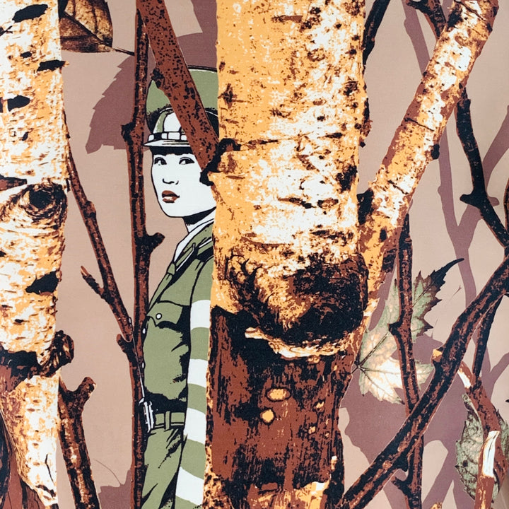 RIPNREPAIR Size S Beige Brown White Camo Polyester Snaps Jacket