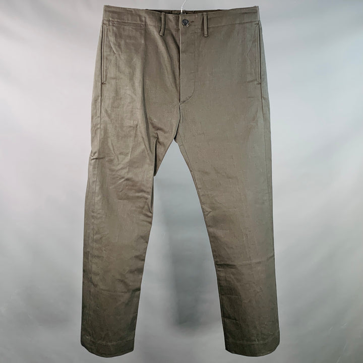RRL by RALPH LAUREN Size 36 Grey Black Cotton Selvedge Twill Straight Button Fly Casual Pants
